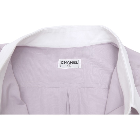 CHANEL Shirt Button Down Long Sleeve Lavender Button Up Collar VINTAGE - Picture 12 of 14